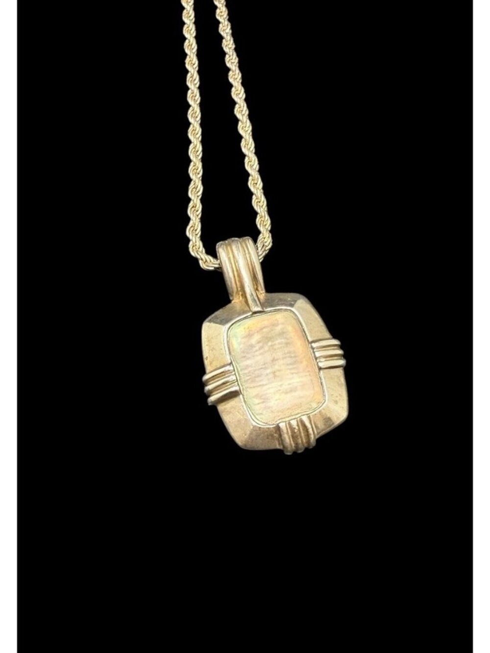 MICHELLE ALBALA Sterling Silver Abalone Shell Pendant 925 Italy Chain 17”